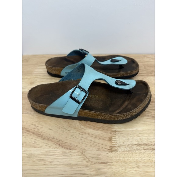 Birkenstock Patent T Strap Gizeh Thong Sandal‎ Blue Patent EU 41 US 10-10.5 #52 - Picture 1 of 12